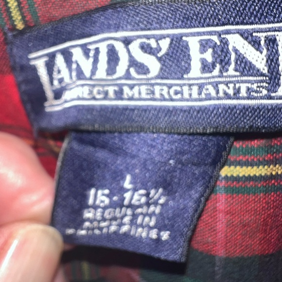 Men’s Land End Brushed Cotton Shirt Large - Picture 2 of 3